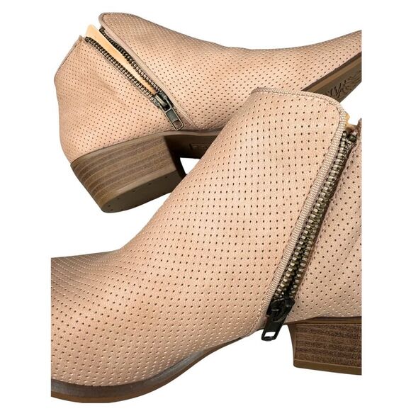 Esprit Womens Ankle Booties Tara Textured Perforated Zipper Sz 7.5 Blush Western - Picture 9 of 10